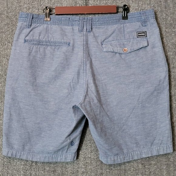 Volcom Shorts Mens 38 Blue Cotton Linen Blend Chino - Picture 7 of 11